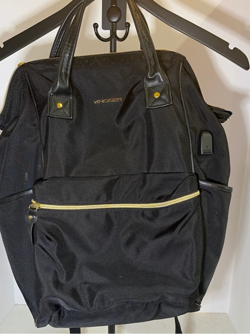 Kroser Black Women's Backpack with Gold Accents